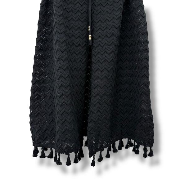 NEW Miken Black Cover Up Dress Size XS Chevron Swim Tassel Boho Beach - Picture 2 of 7